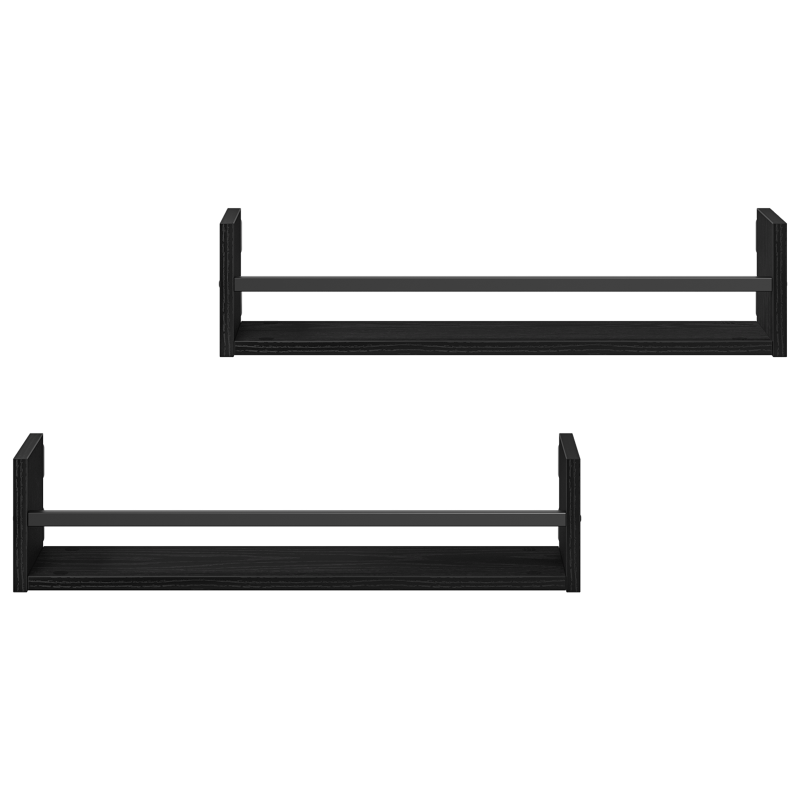 Wandregale 2 Stück Schwarz Eiche 60x16x14 cm Melamin