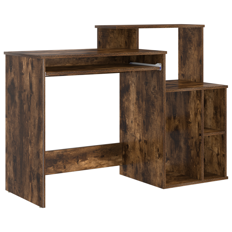 Schreibtisch mit Stauraum rauchige Eiche 120.5x44x88.5 cm Holzwerkstoff