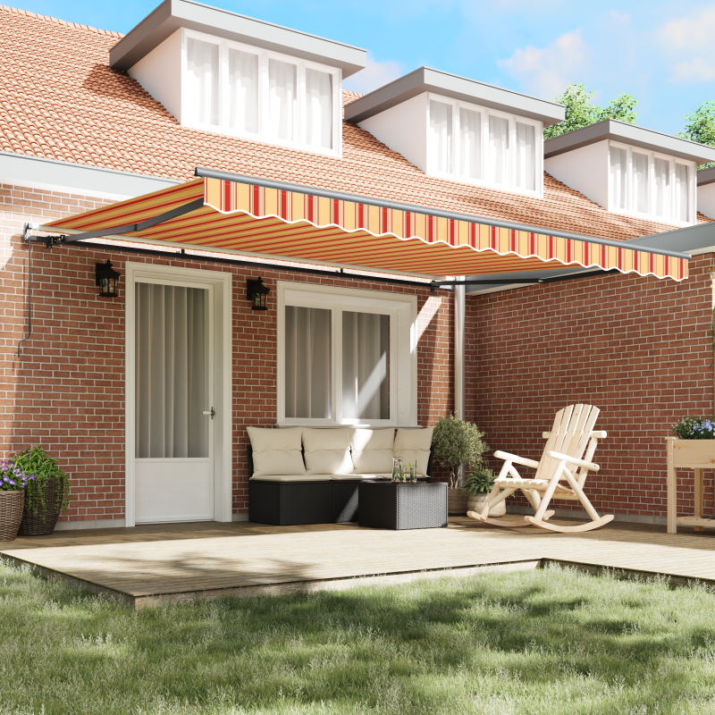 Manuelle Einziehbare Markise Gelb und Orange 450x350 cm