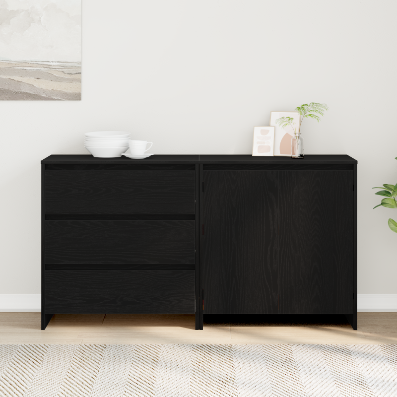 2-teilige Sideboards aus schwarzem Holzwerkstoff