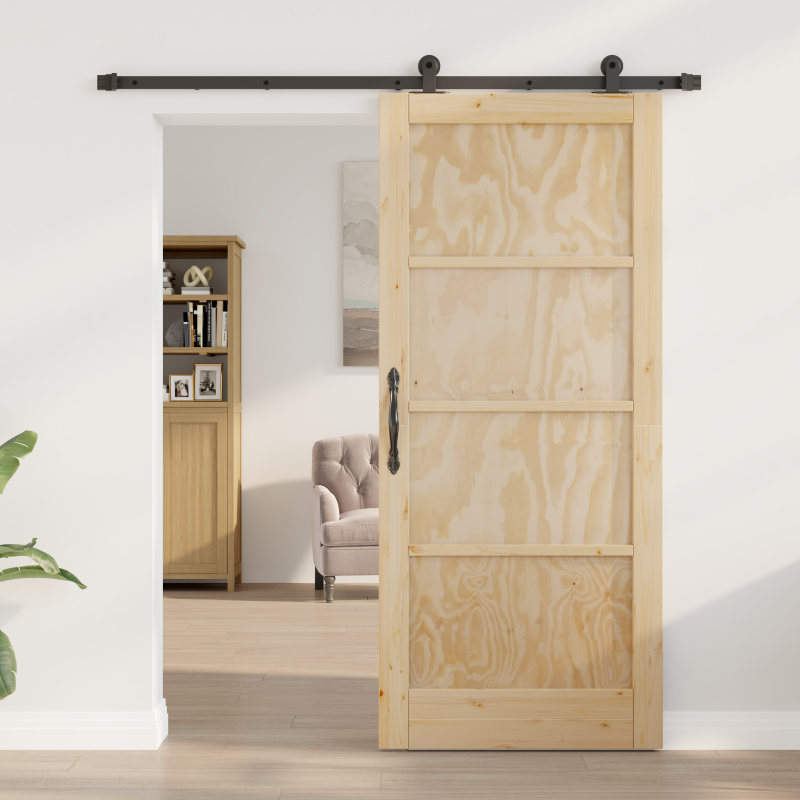 Schiebetür mit Zubehörset 86x198,5 cm aus massivem Kiefer
