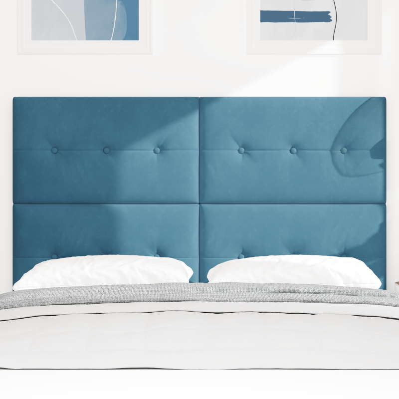 Kopfteil mit Knopfheftung Dunkelblau 160 cm Samt