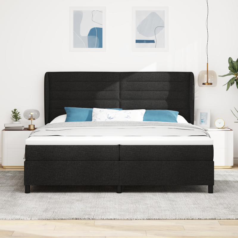 Boxspringbett mit Matratze Schwarz 200x200 cm Stoff
