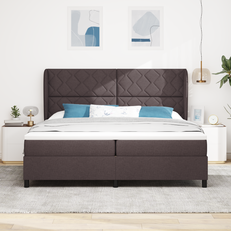 Boxspringbett mit Matratze in Dunkelbraun, 200x200 cm Stoff