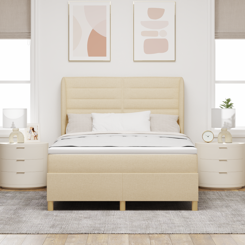 Boxspringbett mit Matratze Creme 140x200 cm Stoff