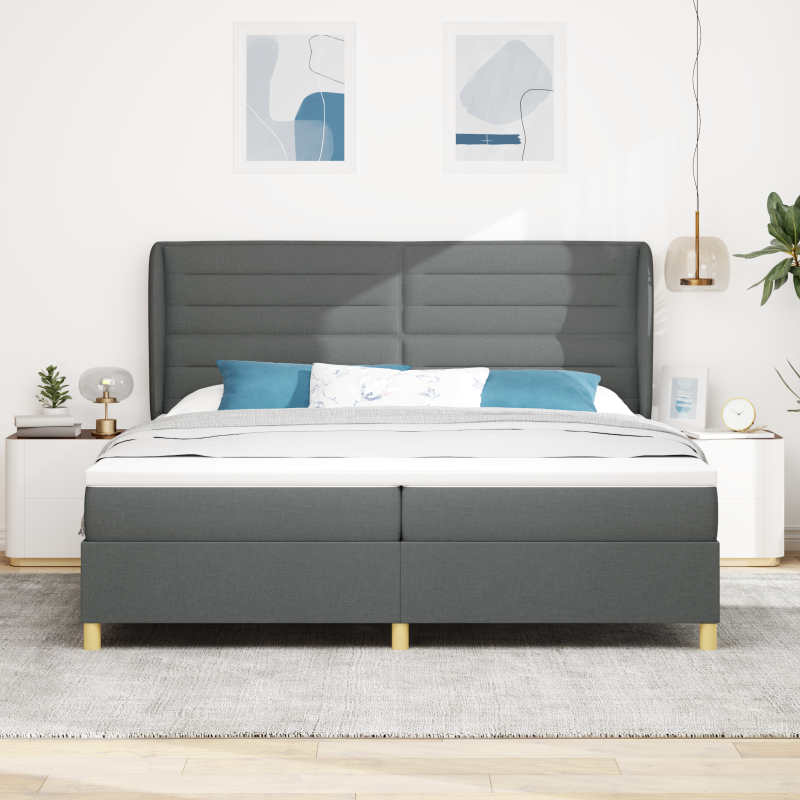 Boxspringbett mit Matratze Dunkelgrau 200x200 cm Stoff