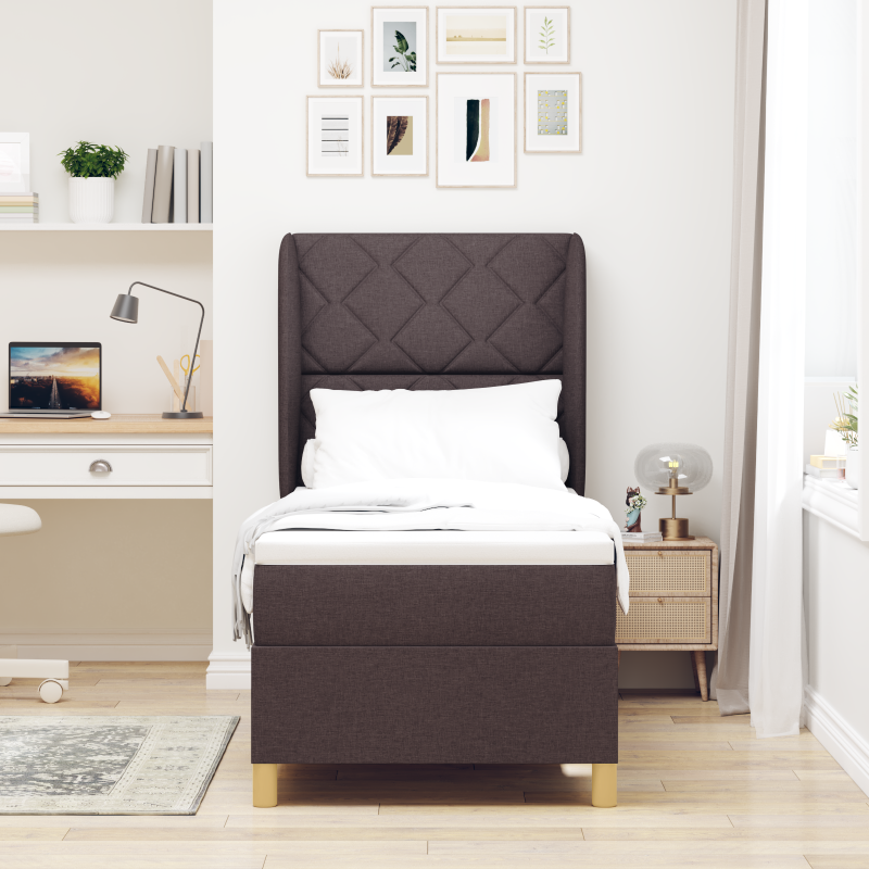 Boxspringbett mit Matratze Dunkelbraun 80x200 cm Stoff