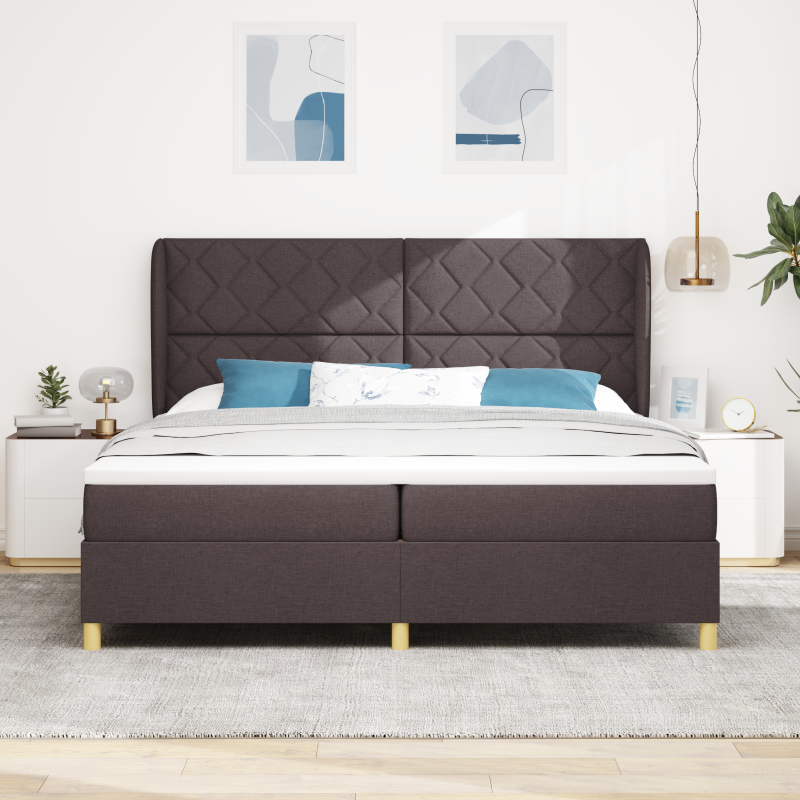 Boxspringbett mit Matratze Dunkelbraun 200x200 cm Stoff