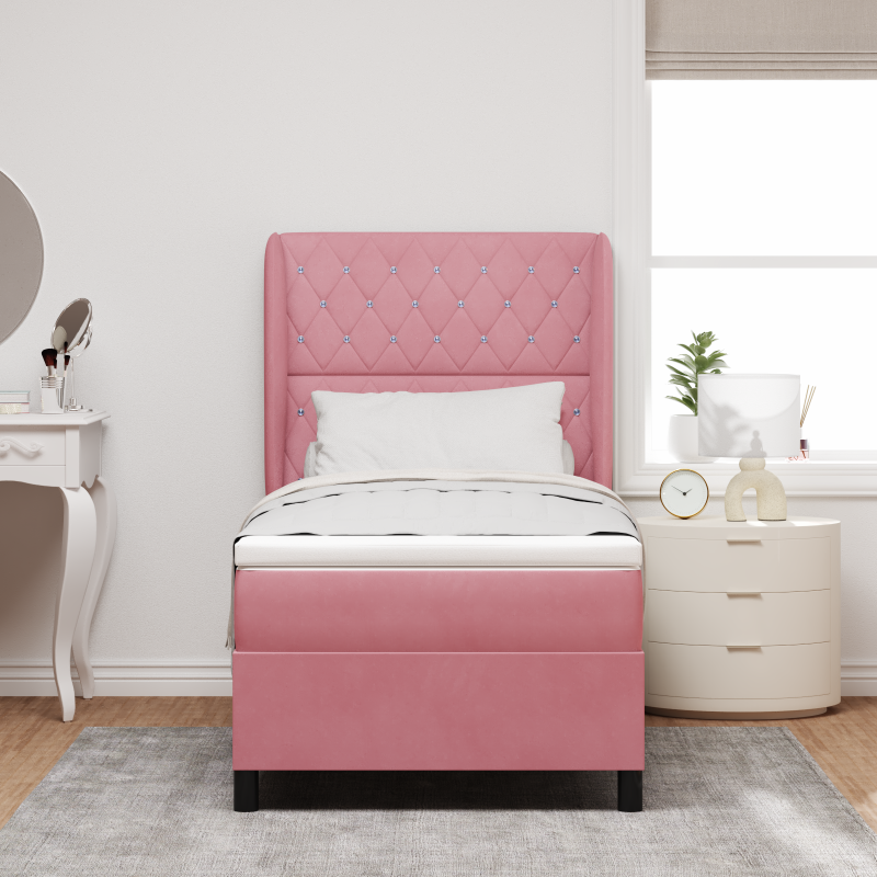 Boxspringbett mit Matratze Rosa 90x200 cm Samt