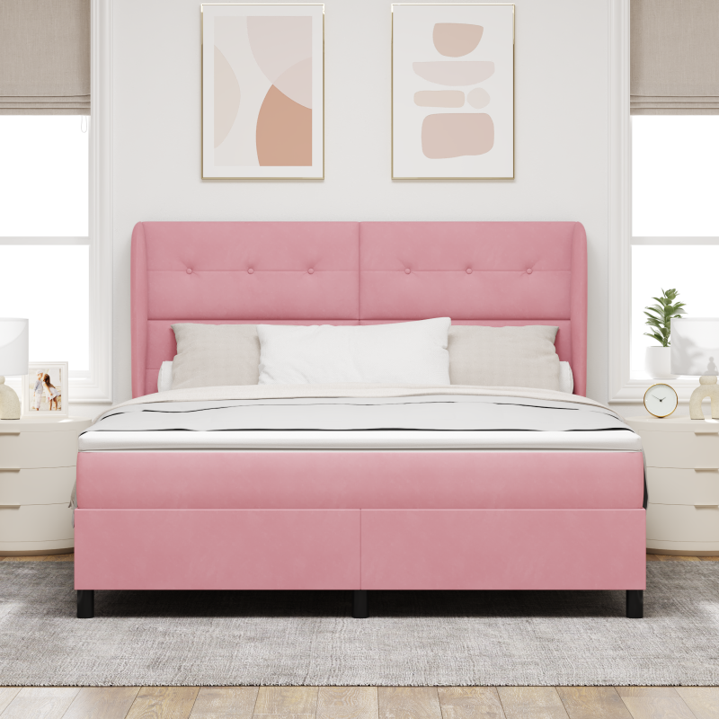 Boxspringbett mit Matratze Rosa 180x200 cm Samt