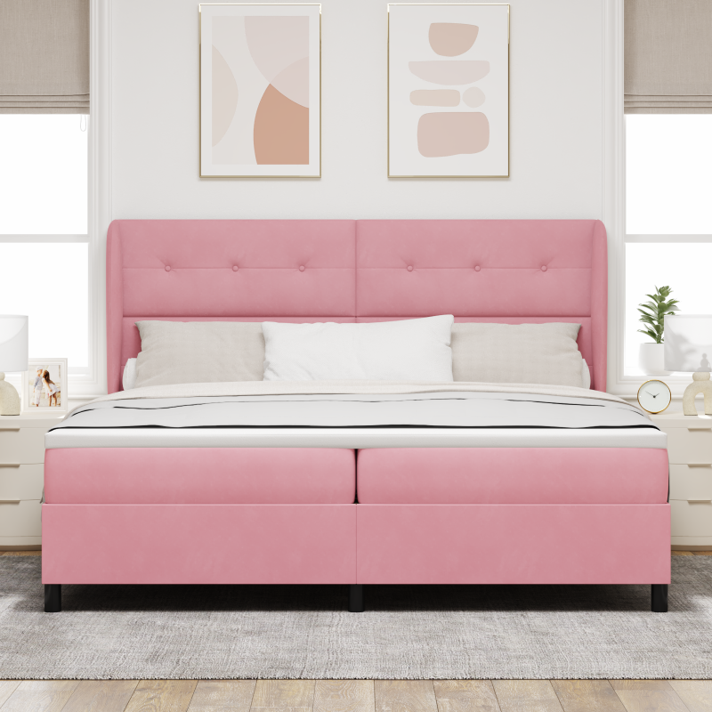 Boxspringbett mit Matratze Rosa 200x200 cm Samt