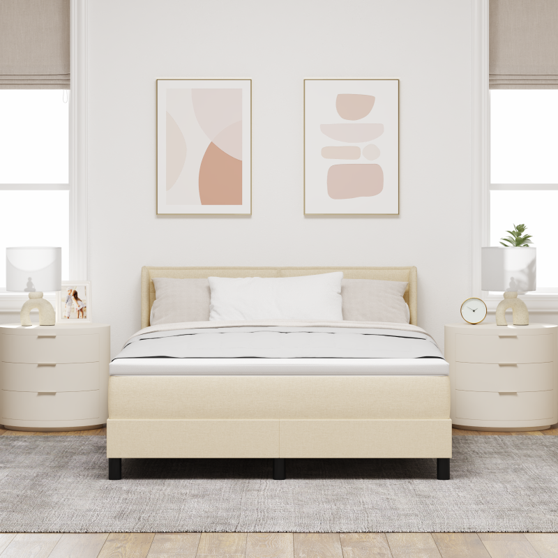 Boxspringbett mit Matratze Creme 140x200 cm Stoff