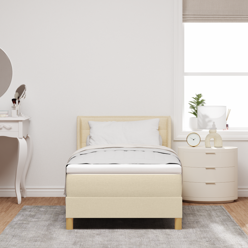 Boxspringbett mit Matratze Creme 90x200 cm Stoff
