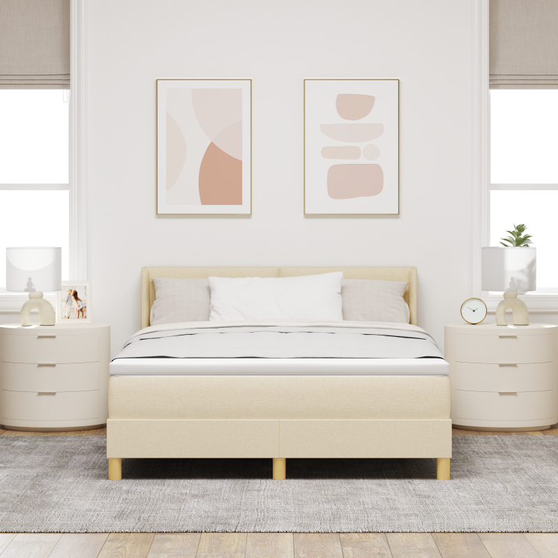 Boxspringbett mit Matratze Creme 140x190 cm Stoff