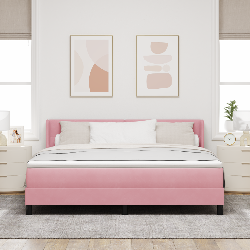 Boxspringbett mit Matratze Rosa 180x200 cm Velours