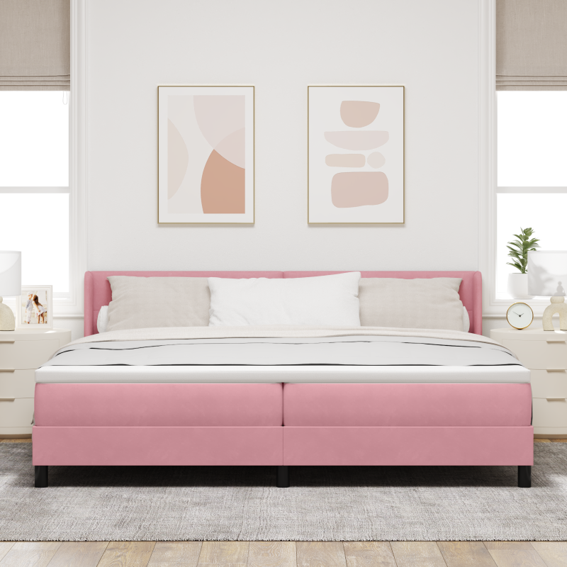 Boxspringbett mit Matratze Rosa 200x200 cm Samt