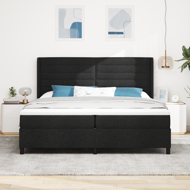 Boxspringbett mit Matratze Schwarz 200x200 cm Stoff