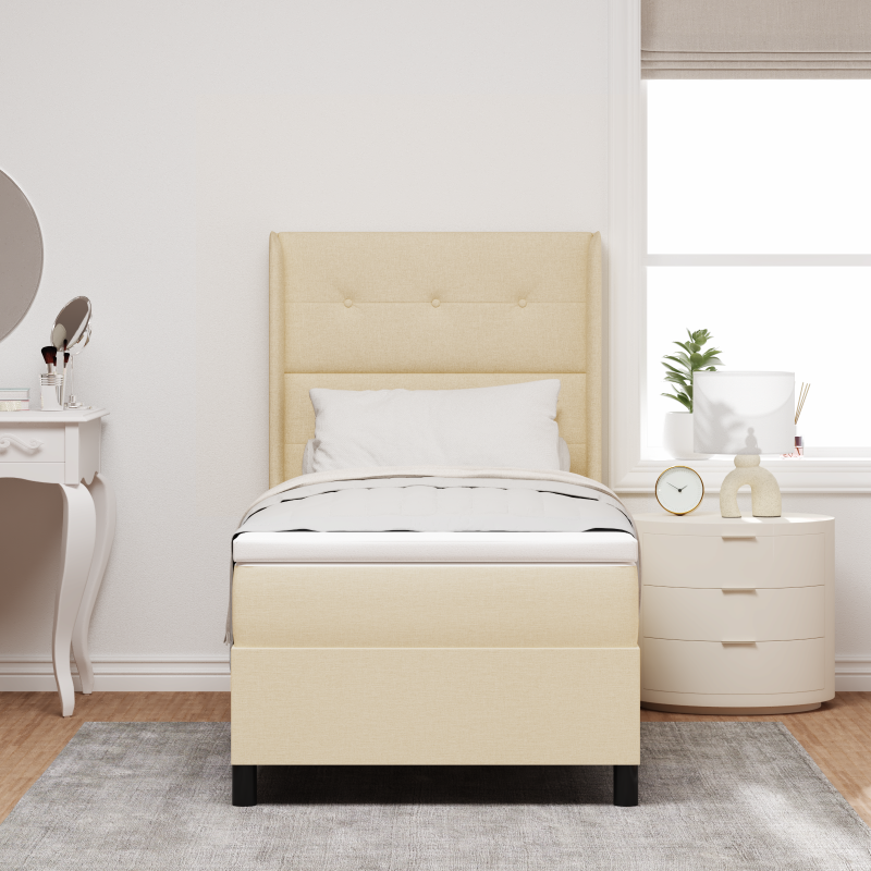 Boxspringbett mit Matratze Creme 80x200 cm Stoff