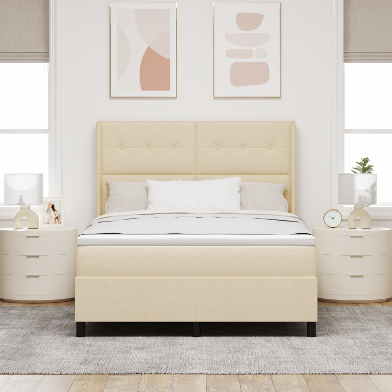 Boxspringbett mit Matratze Creme 140x200 cm Stoff