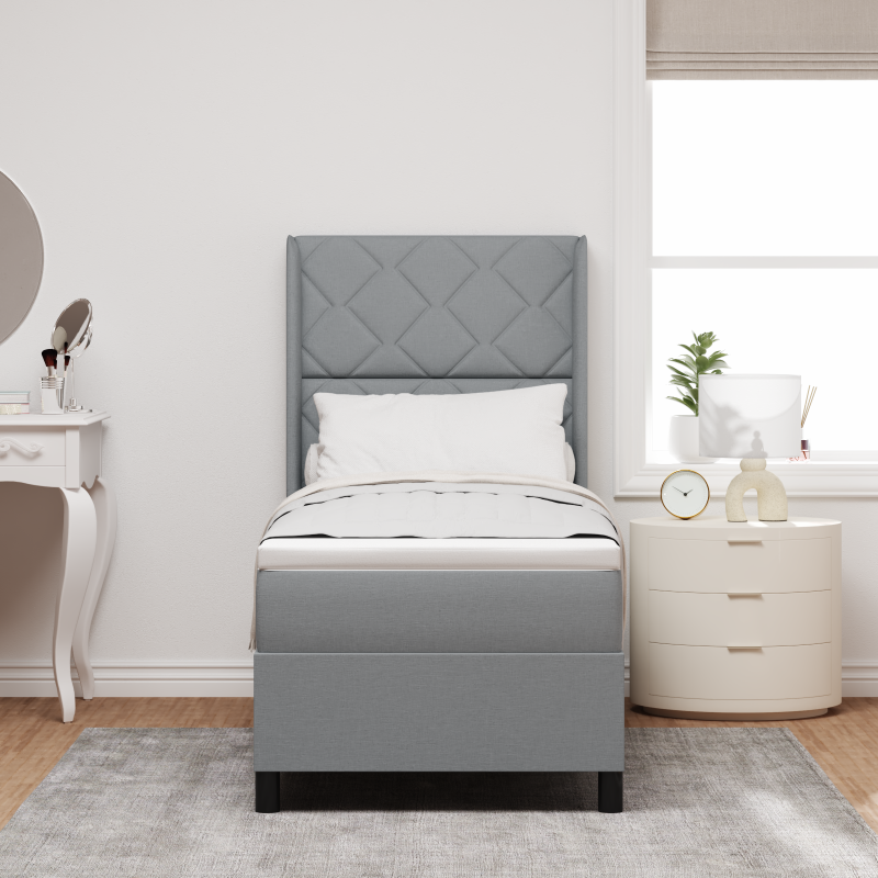 Boxspringbett mit Matratze Hellgrau 80x200 cm Stoff