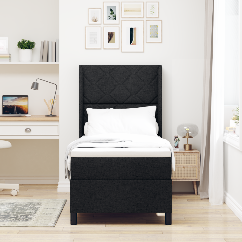 Boxspringbett mit Matratze Schwarz 80x200 cm Stoff