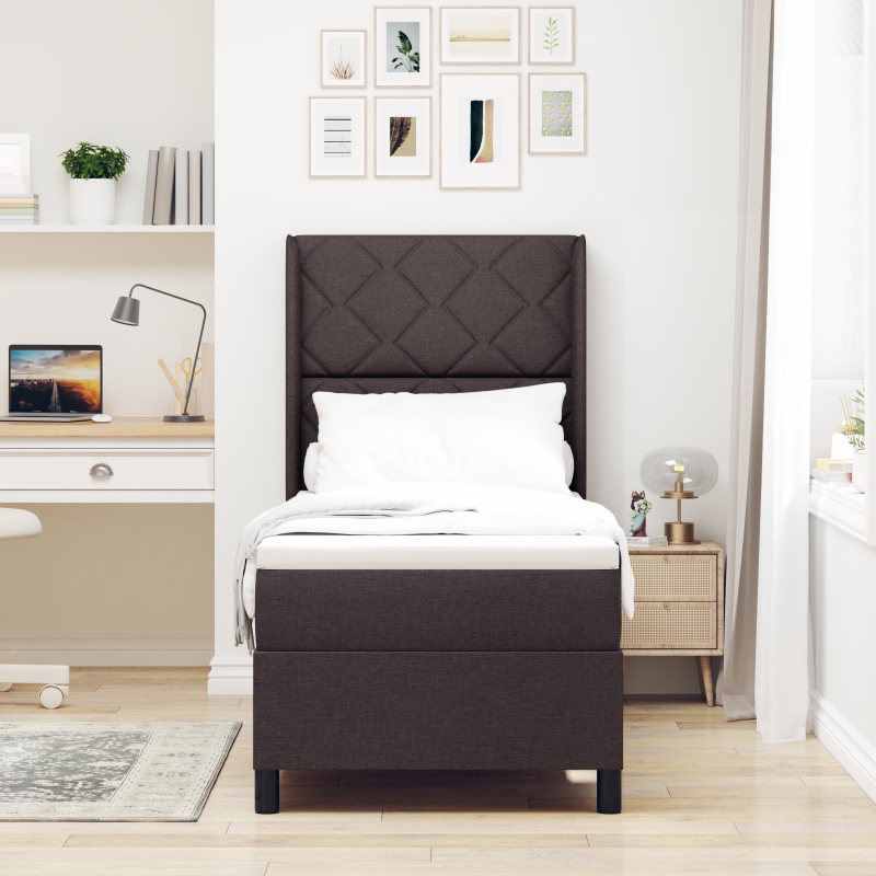 Boxspringbett mit Matratze Dunkelbraun 80x200 cm Stoff