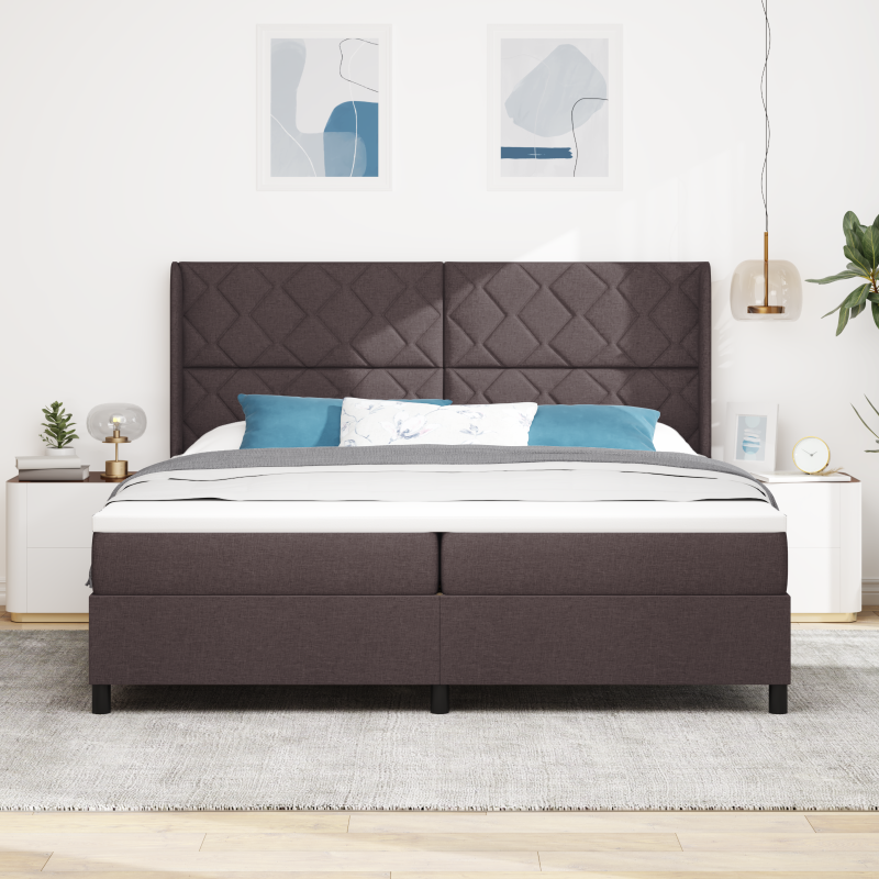 Boxspringbett mit Matratze Dunkelbraun 200x200 cm Stoff
