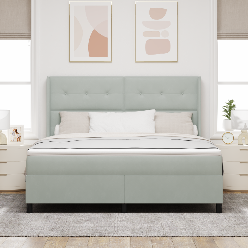 Boxspringbett mit Matratze Hellgrau 180x200 cm Velvet