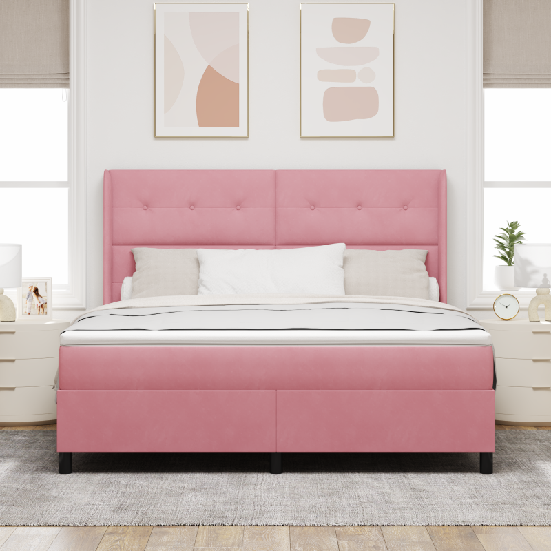 Boxspringbett mit Matratze Rosa 180x200 cm Samt