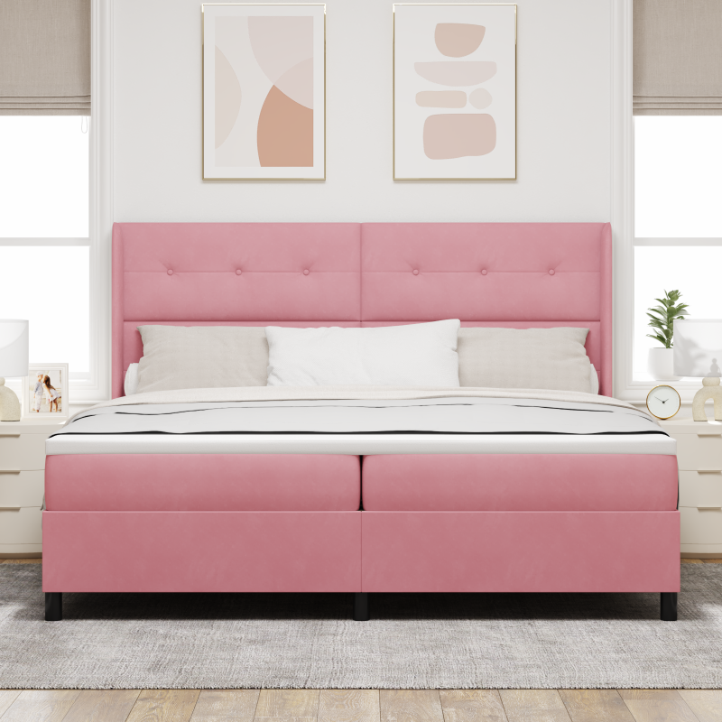 Boxspringbett mit Matratze Rosa 200x200 cm Samt