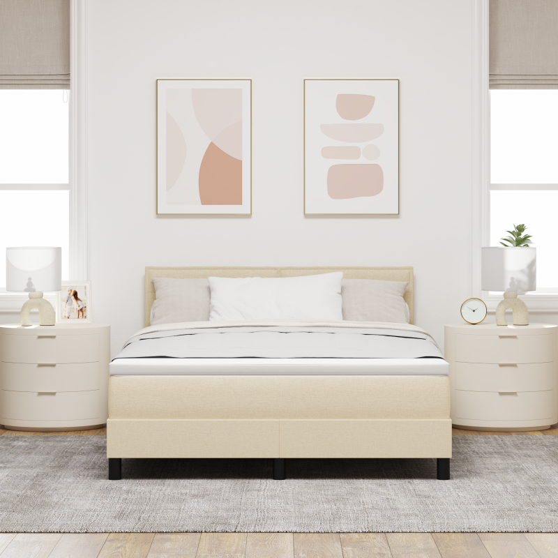 Boxspringbett mit Matratze & LED Creme 140x190 cm Stoff