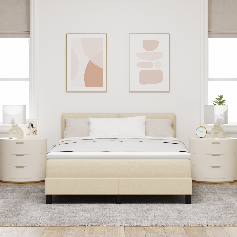 Boxspringbett mit Matratze & LED Creme 140x200 cm Stoff