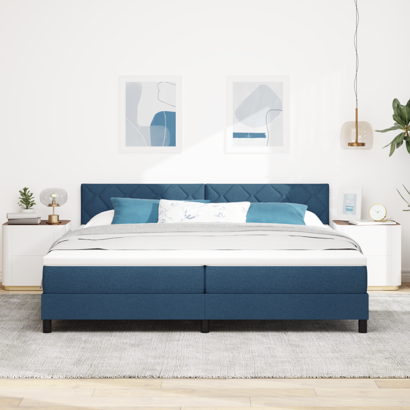 Boxspringbett mit Matratze & LED Blau 200x200 cm Stoff