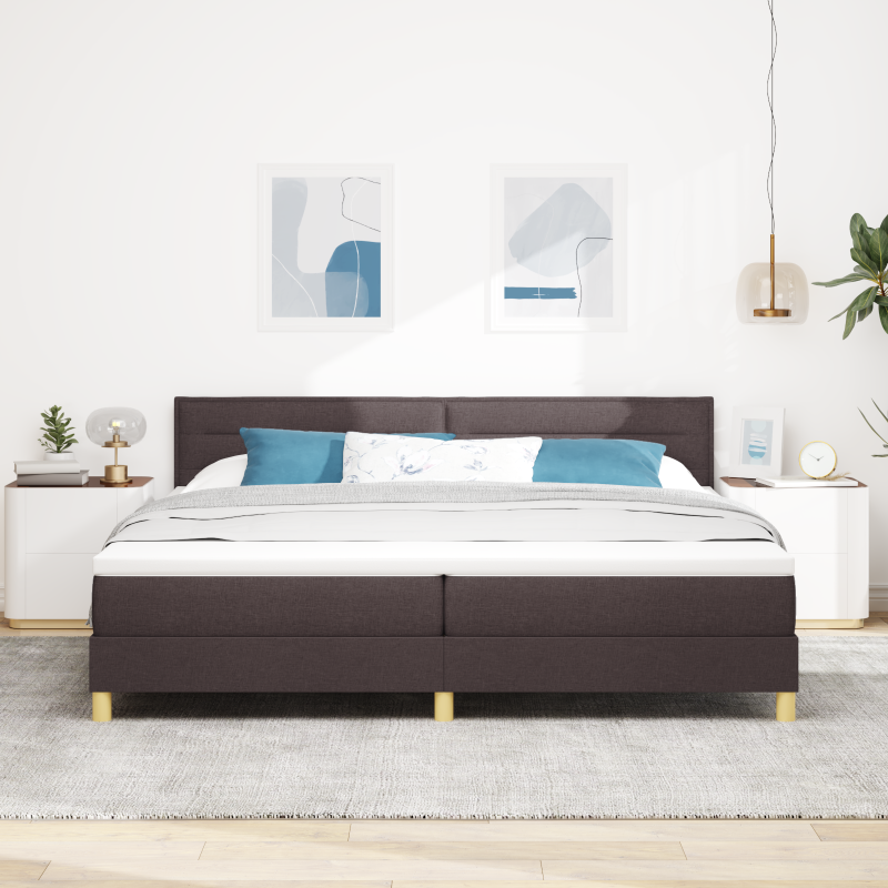 Boxspringbett mit Matratze & LED Dunkelbraun 200x200 cm Stoff