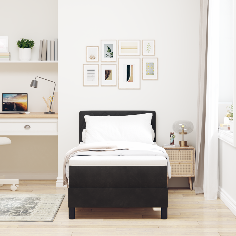 Boxspringbett mit Matratze & LED Schwarz 80x200 cm Samt