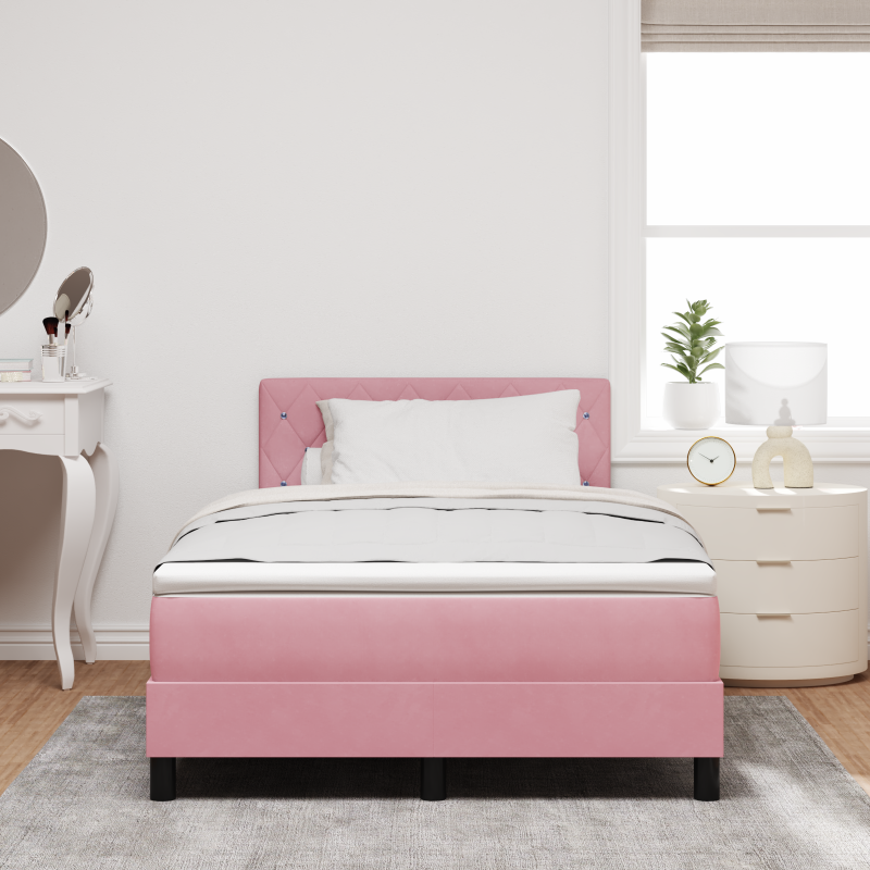Boxspringbett mit Matratze & LED Rosa 120x190 cm Samt
