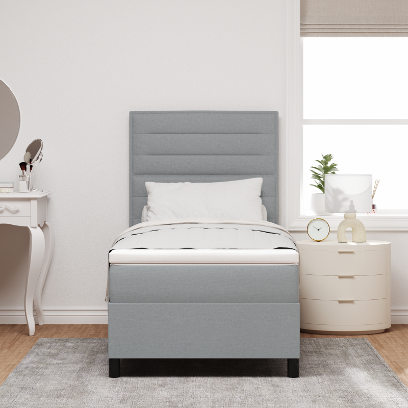 Boxspringbett mit Matratze & LED Licht Grau 100x200 cm Stoff