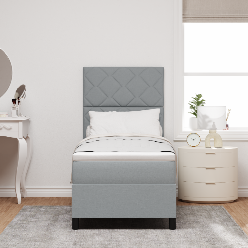 Boxspringbett mit Matratze & LED Licht Hellgrau 80x200 cm Stoff