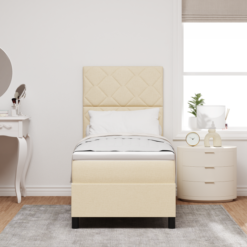 Boxspringbett mit Matratze & LED Creme 80x200 cm Stoff