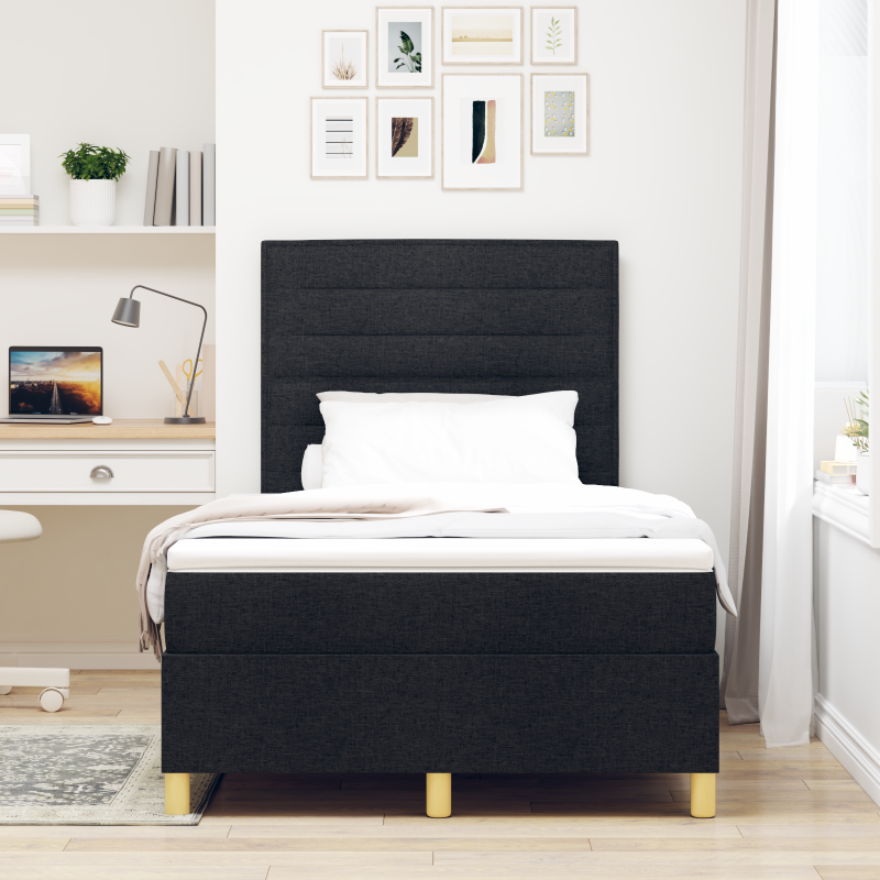 Boxspringbett mit Matratze & LED Schwarz 120x190 cm Stoff