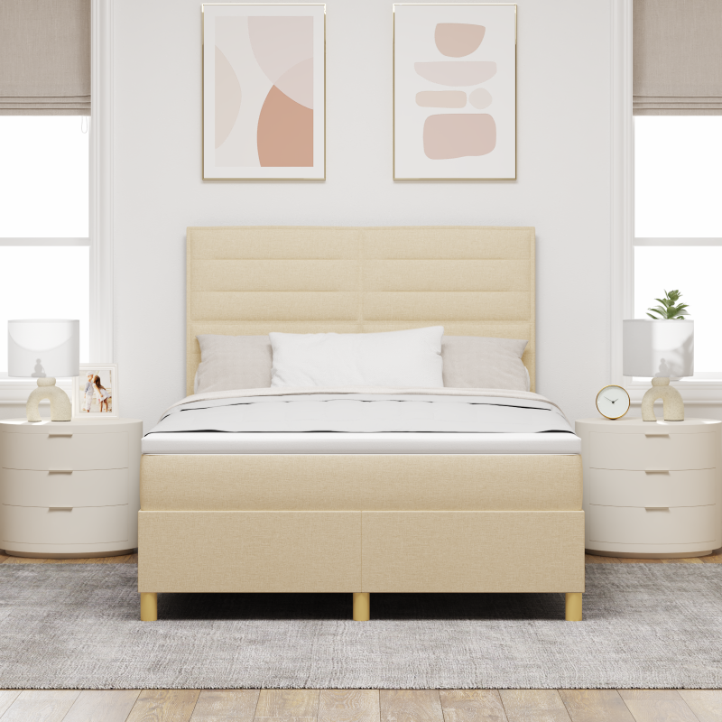 Boxspringbett mit Matratze & LED Beige 140x200 cm Stoff