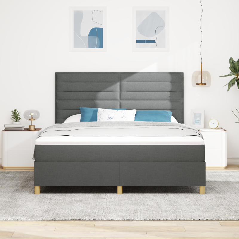 Boxspringbett mit Matratze & LED Dunkelgrau 180x200 cm Stoff