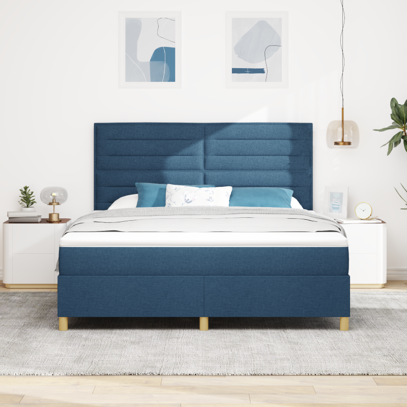 Boxspringbett mit Matratze & LED Blau 180x200 cm Stoff