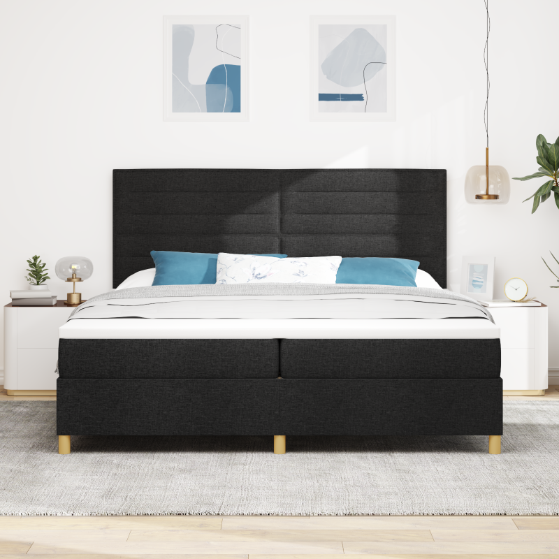 Boxspringbett mit Matratze & LED Schwarz 200x200 cm Stoff