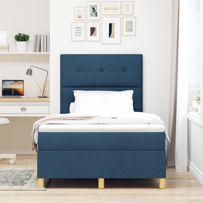 Boxspringbett mit Matratze & LED Blau 120x190 cm Stoff