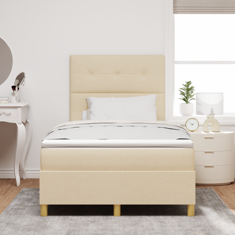 Boxspringbett mit Matratze und LED Creme 120x200 cm Stoff