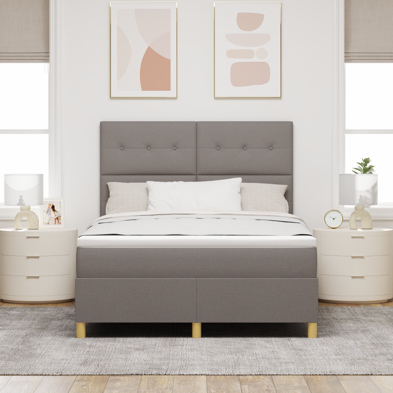 Boxspringbett mit Matratze und LED Taupe 140x190 cm Stoff