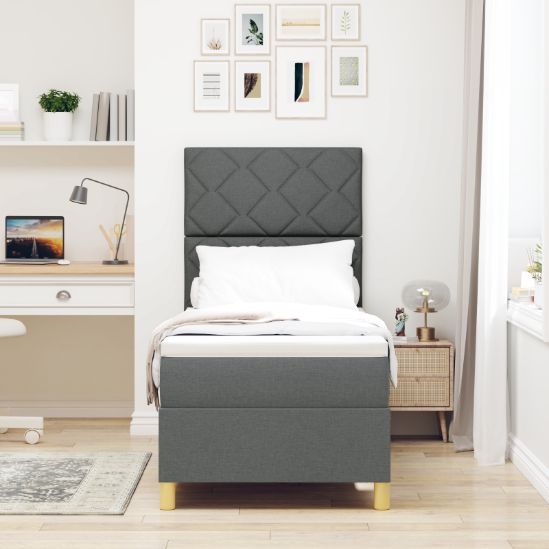 Boxspringbett mit Matratze & LED Dunkelgrau 80x200 cm Stoff