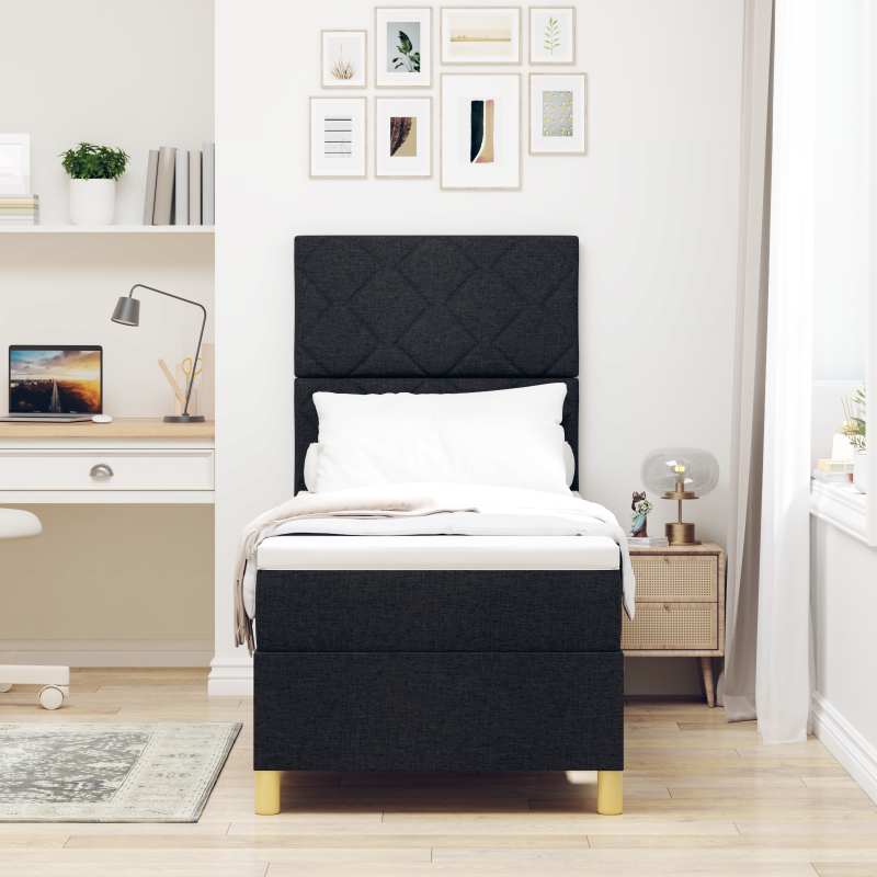 Boxspringbett mit Matratze & LED Schwarz 80x200 cm Stoff