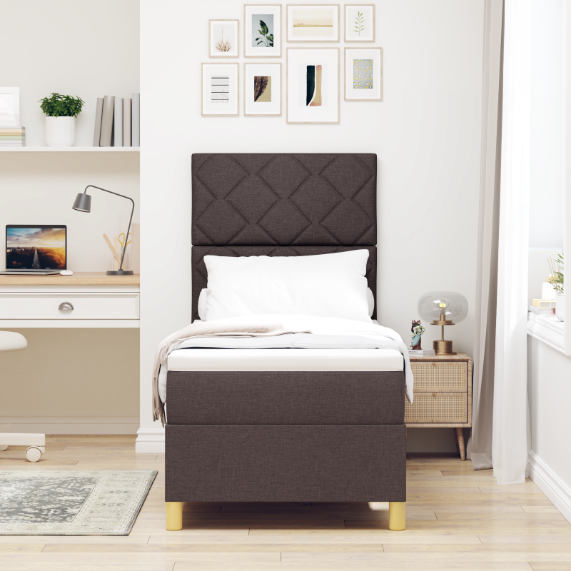 Boxspringbett mit Matratze & LED dunkelbraun 80x200 cm Stoff